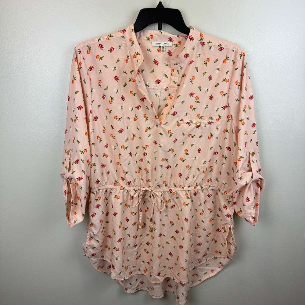Speed Limit Floral Hi-Low Lightweight Blouse 3X